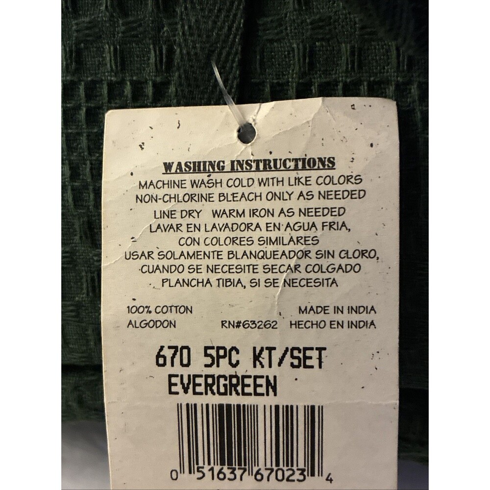 5 PC Set Oversized Kitchen Towels Sierra Collection EverGreen Waffle Knit NEW - Picture 2 of 6